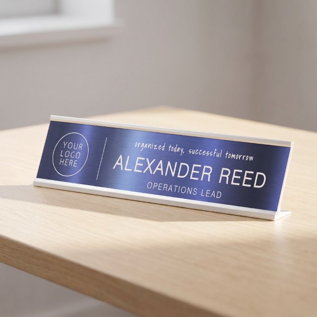 Logo Name Plates Custom Modern Navy (Logo Name Plates Custom Modern Navy)