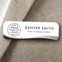 Logo name title black white faux silver gradient