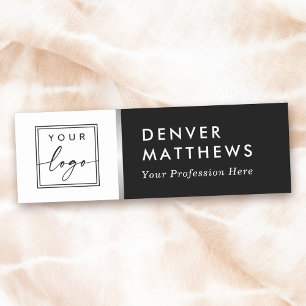 Logo name title classy black white grey border name tag