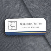 Logo name title dark blue border white modern