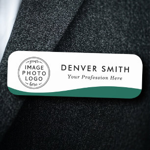 Logo name title forest green wave white modern tag