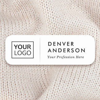 Logo name title light grey divider white name tag