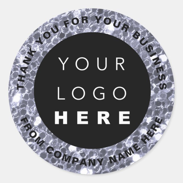 Logo Name Web Thank You Blue Spark Shop Glitter  Classic Round Sticker (Front)