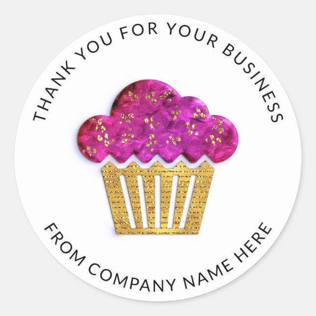  Logo Name Web Thank You Cake Smile Bakery  Gold Classic Round Sticker (Front)