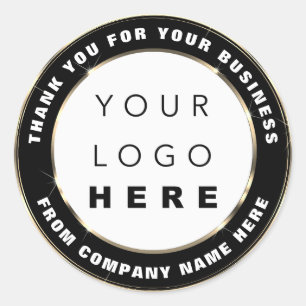 Logo Name Web Thank You Gold Black White Classic Round Sticker