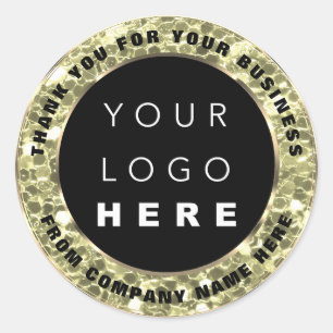 Logo Name Web Thank You Gold Faux Mint Green Classic Round Sticker