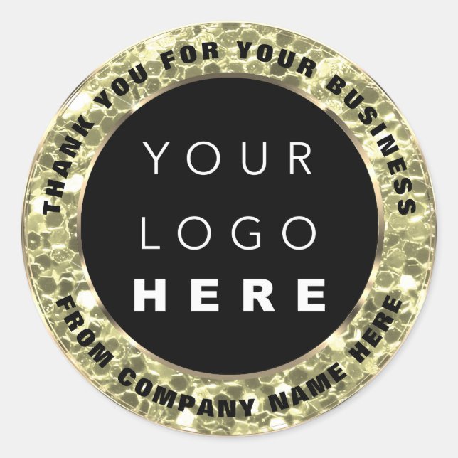 Logo Name Web Thank You Gold Faux Mint Green Classic Round Sticker (Front)
