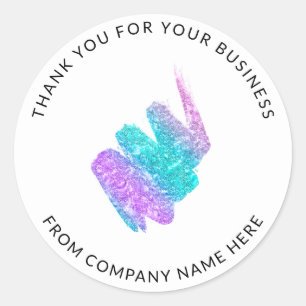 Logo Name Web Thank You Name Glitter Pink Strokes Classic Round Sticker