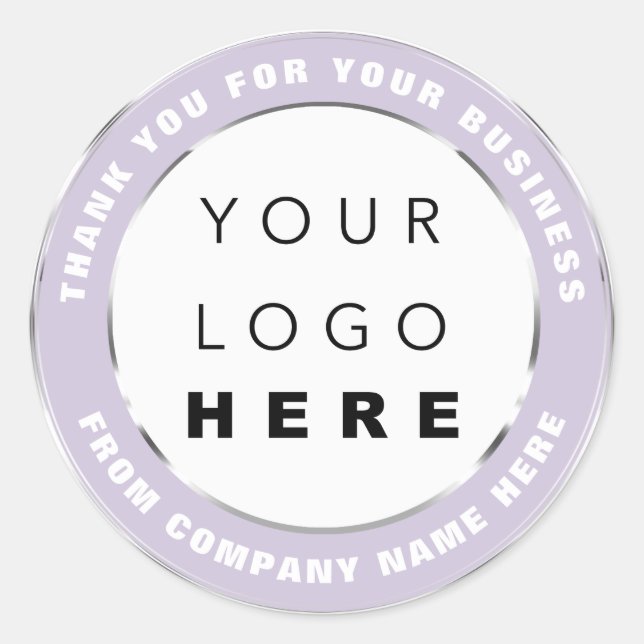 Logo Name Web Thank You Shopping Silver Violet  Cl Classic Round Sticker (Front)