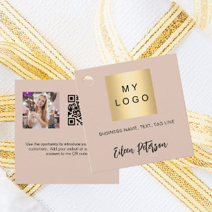 logo noir beige photo code QR étiquette pendre