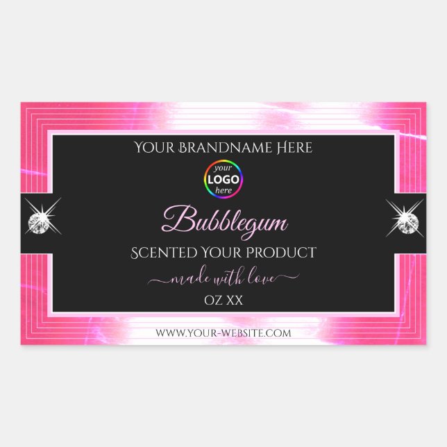 Logo noir brillant Girly rose Étiquette de produit (Devant)