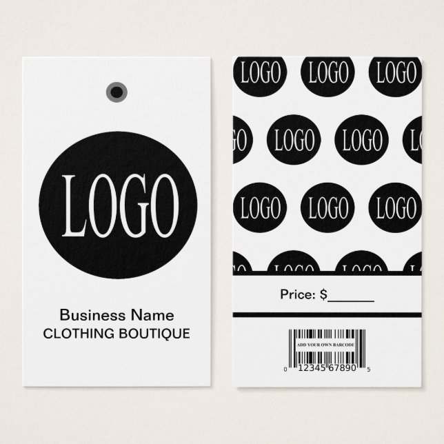 Logo noir et blanc avec étiquettes de prix à code- (Devant & derrière)