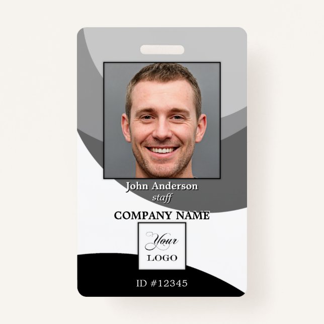 Logo noir et blanc - Badge d'identification photo (Devant)