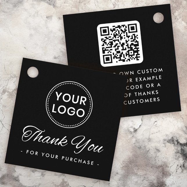 Logo noir QR code ordre merci les étiquettes pendr (Black logo QR code order thank you hang tags)