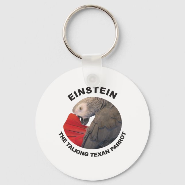Logo of Einstein the Talking Texan Parrot Keychain (Front)