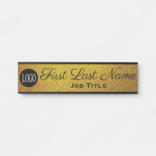 Logo Office Door Sign Elegant Gold Glitter Look