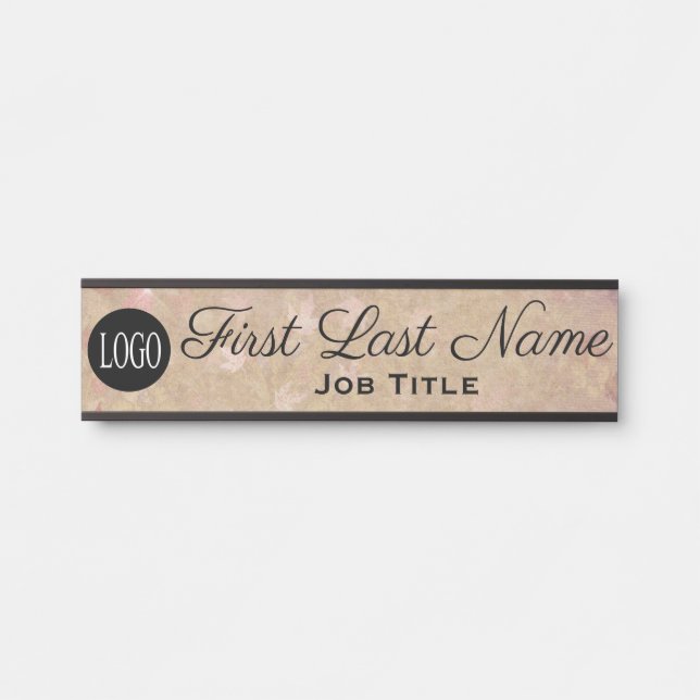 Logo Office Door Sign Elegant Rose Gold Look (Front)