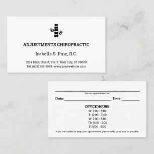 Logo & Office Hours Chiropractic Appointment Cards