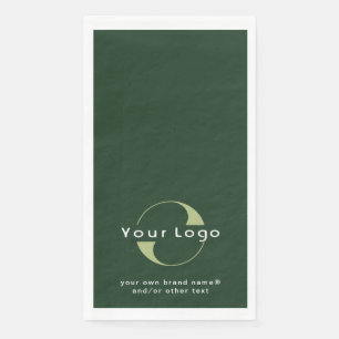 Logo on Dark Green + White Text Company Business P Napkin