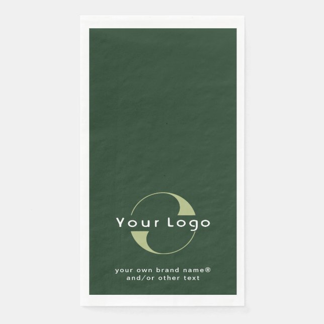 Logo on Dark Green + White Text Company Business P Napkin (Front)