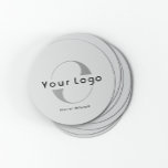 Logo on Gray   Black Text Company Business Round Paper Coaster<br><div class="desc">Durable and absorbent Logo Paper Coasters with a simple minimal design available in multiple colors to suit your brand identity. Add your logo and text.</div>