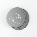 Logo on Gray   White Text Company Business Round Paper Coaster<br><div class="desc">Durable and absorbent Logo Paper Coasters with a simple minimal design available in multiple colors to suit your brand identity. Add your logo and text.</div>