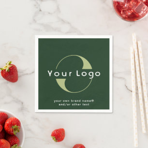 Logo on Green + White Text Company Business Paper  Napkin