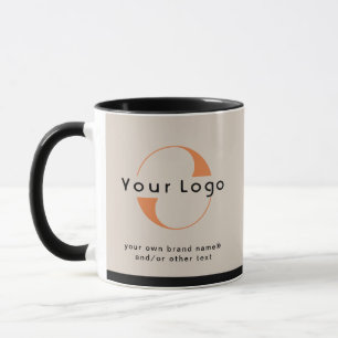 Logo on Ligh Tan + Black Text Company Business Mug