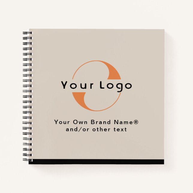 Logo on Light Tan + Black Text Company Business No Notebook (Front)