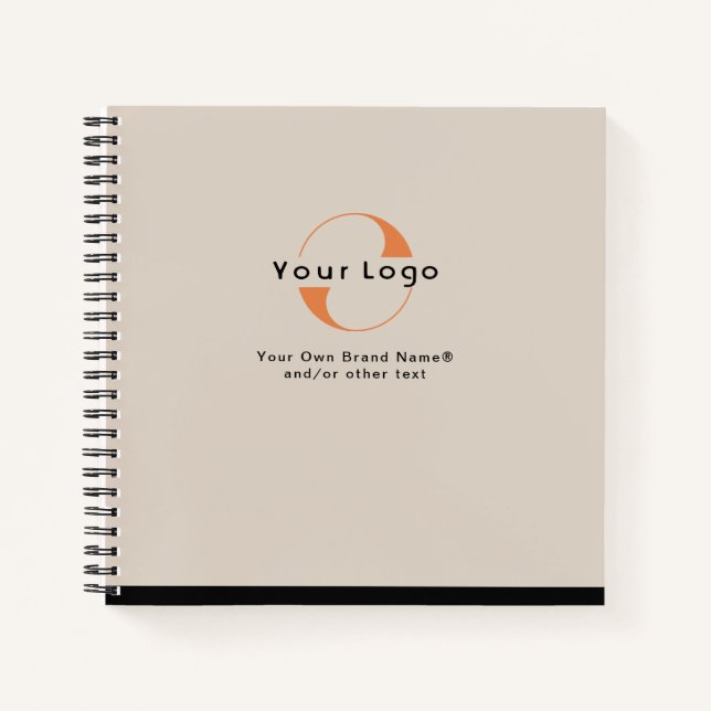Logo on Light Tan + Black Text Company Business No Notebook (Front)