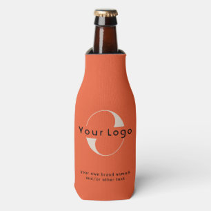 Logo on Orange Red + Black Text Company Business B Bottle Cooler
