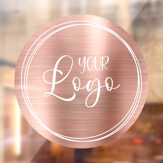 Logo on Three White Rings with Rose Gold Foil Window Cling (Sheet 2)