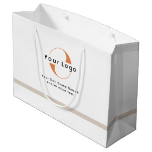 Logo on White & Tan, Black Text Company Business L Large Gift Bag