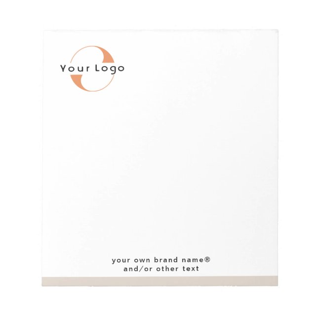Logo on White & Tan, Black Text Company Business N Notepad (Front)
