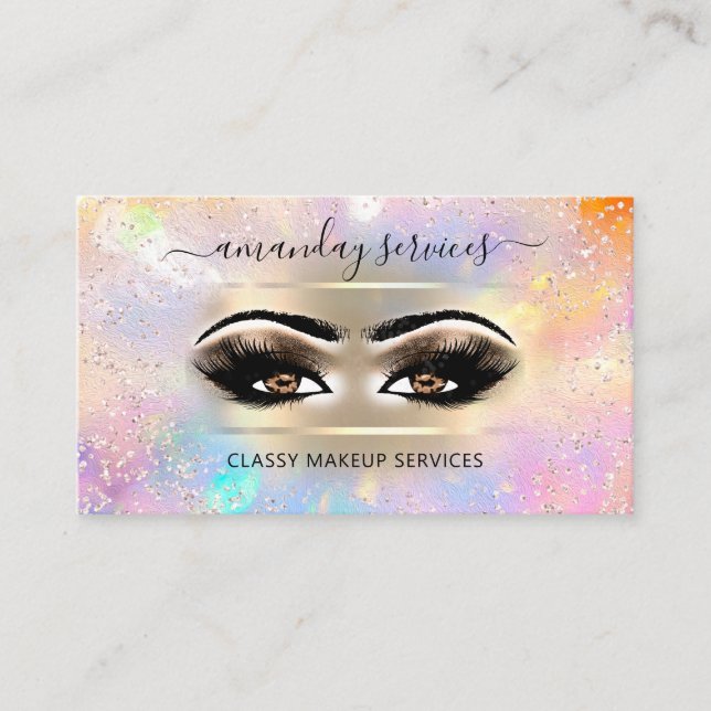 Logo Online Shop Makeup Artist QR Code Holograph Business Card (Front)