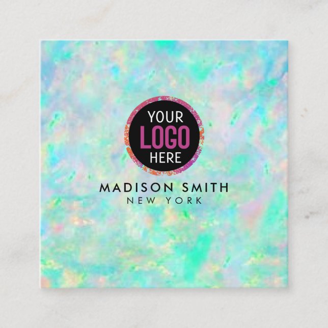 logo opal texture square business card (Front)