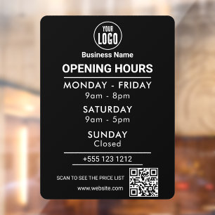 Logo Open Hours Social Media Business Window Cling