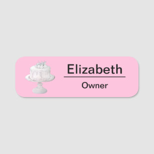 Logo or Cake Small Business Home Bakery Pink Name Tag