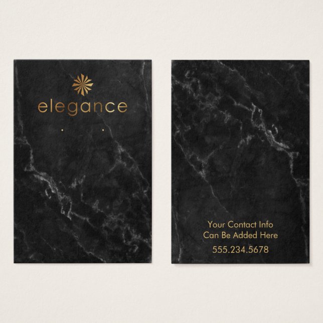 Logo Or Marbre noir Porte-oreille Carte d'affichag (Devant & derrière)