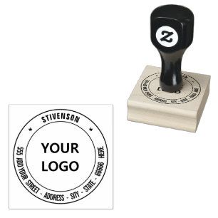 Logo or Photo Address Round Rubber Stamp Template
