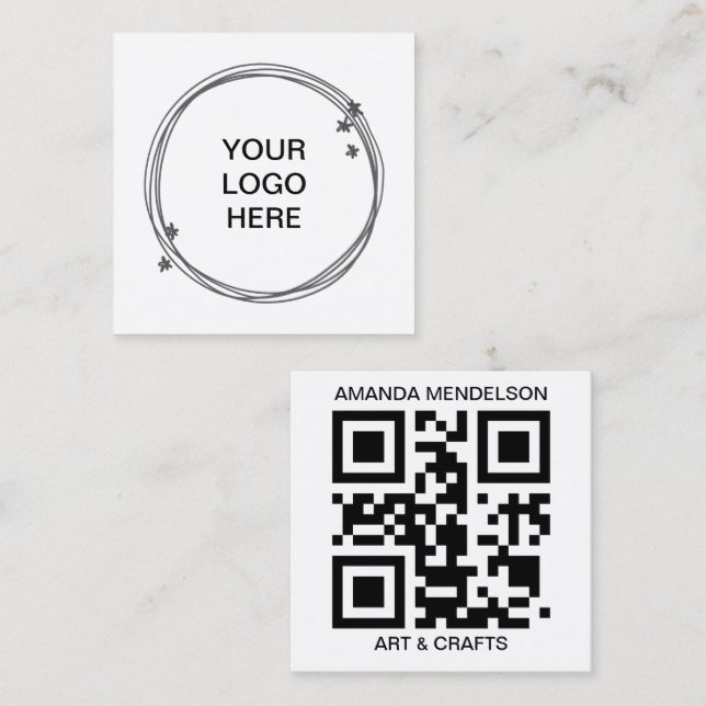 Logo or photo and QR code business card (Front/Back)
