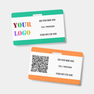 Logo or Photo and QR Code Name Badge Example