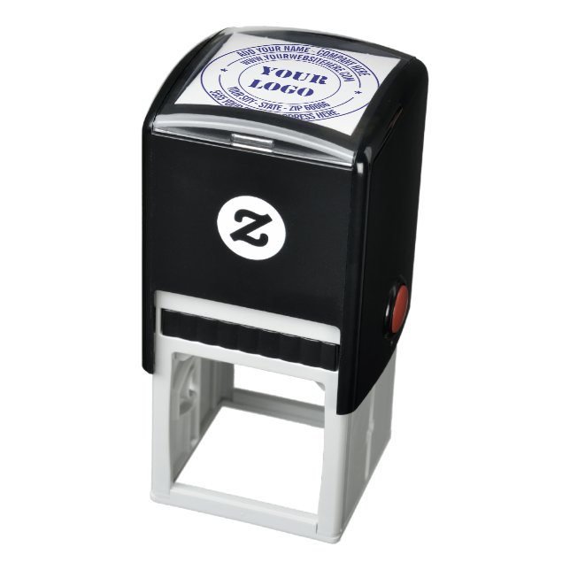 Logo or Photo Text Address Round Stamp Template (Product)