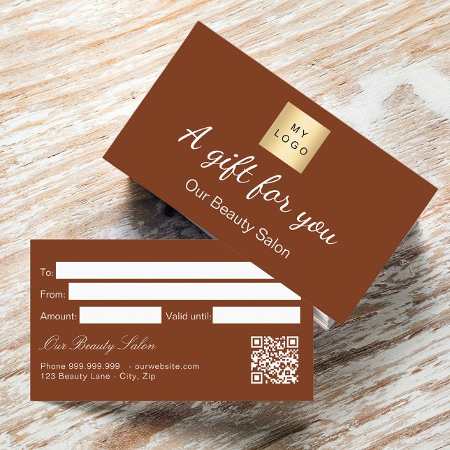 Logo orange rouille brûlé qr carte cadeau (Créateur téléchargé)