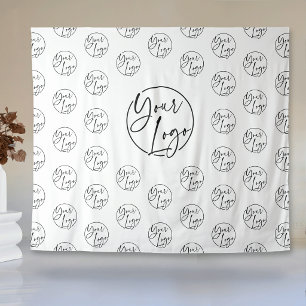 Logo Pattern Black & White Business Event Booth Tapestry