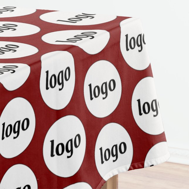 Logo Pattern Business Branding Burgundy Red Tablecloth (Simple logo pattern business promotional burgundy tablecloth for trade shows, catering and events)