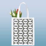 Logo Pattern Business Branding Promotional Green Reusable Grocery Bag<br><div class="desc">Simple logo branding pattern design to foster brand loyalty and promote your small business. Replace the logo with your own and change the background colour in the Design Tool to customize. Great for your staff and employees, to use in your business and to give away to your customers and clients....</div>
