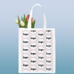 Logo Pattern Business Branding Promotional Pink Reusable Grocery Bag<br><div class="desc">Simple logo branding pattern design to foster brand loyalty and promote your small business. Replace the logo with your own and change the background colour in the Design Tool to customize. Great for your staff and employees, to use in your business and to give away to your customers and clients....</div>