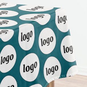 Logo Pattern Business Branding Teal Green Tablecloth