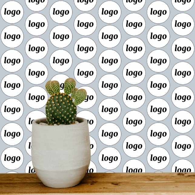 Logo Pattern Business Powder Blue Wallpaper (Simple logo pattern business promotional wallpaper in pale pastel dusty blue)